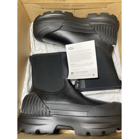 UGG NEUMEL X ZIP Black Ankle Boots Winter Fall Rain  Women's Size 7 In Box - Picture 1 of 12